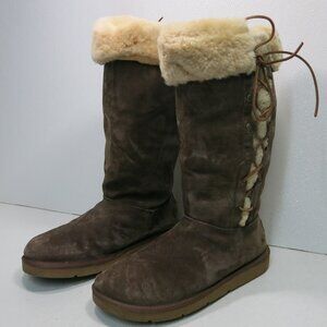 UGG Australia 5163 Upside Brown Corset Suede Leather Insulated Boots Footwear 10